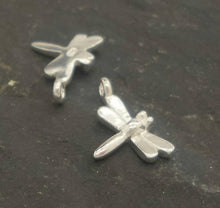 Load image into Gallery viewer, Sterling Silver dragonfly charm (1) , silver small dragonfly charm , silver dragonfly bead with loop , insect jewelry damsel fly charm - Eternalflow charms and Jewellery supplies
