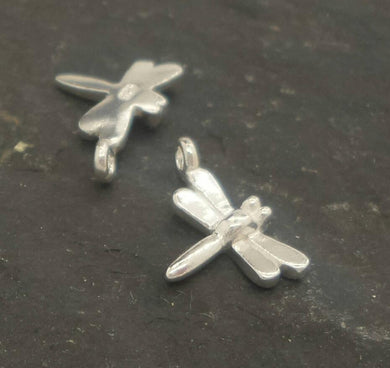 Sterling Silver dragonfly charm (1) , silver small dragonfly charm , silver dragonfly bead with loop , insect jewelry damsel fly charm - Eternalflow charms and Jewellery supplies